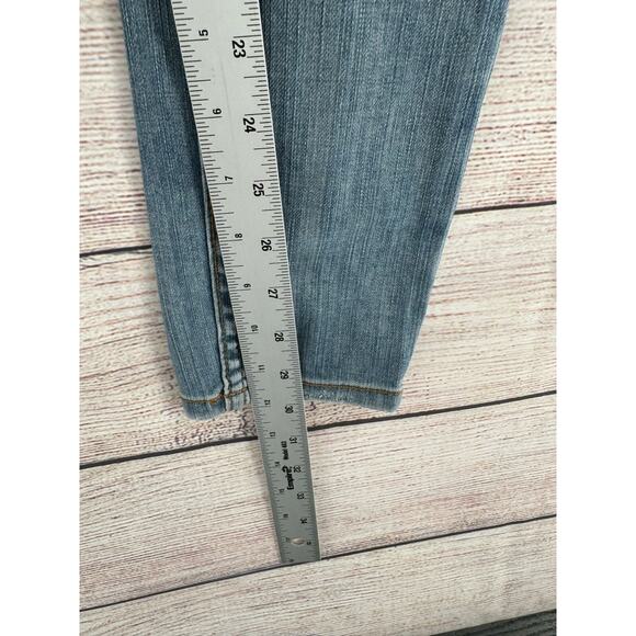 Free People Distressed Low Rise Skinny‎ Jeans Women's Size 24 Blue Medium Wash - Picture 10 of 10